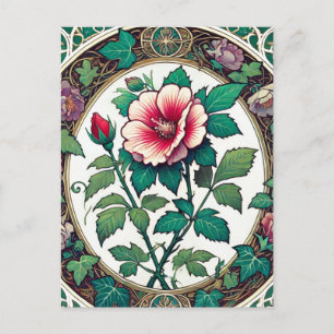 Carte Postale Rose vintage de Sharon Illustration Botanique