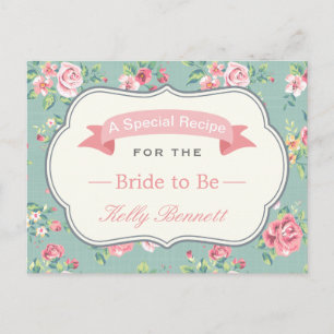 Carte Postale Rose vintage Floral Elegant Fête des mariées Recet