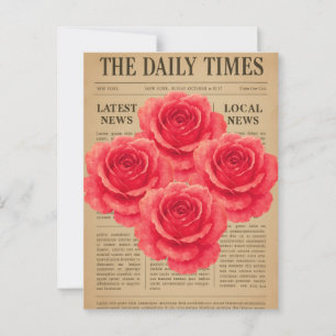 Carte Postale Rose vintage sur papier antique