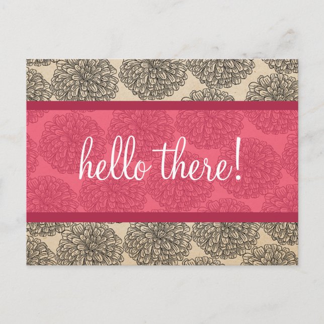 Carte postale rose Vintage Zinnia (Devant)