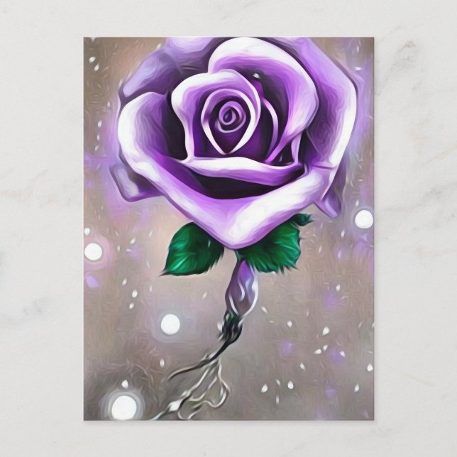 Carte Postale Rose Violette Simple (Devant)