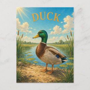 Carte Postale Roseaux de la zone humide de canard GeoSaga aquare