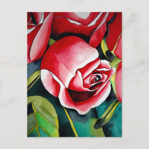 Carte Postale Rosebud rose aquarelle peinture art fleur
