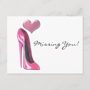 Carte Postale Rosée stiletto haute talon chaussure et coeur