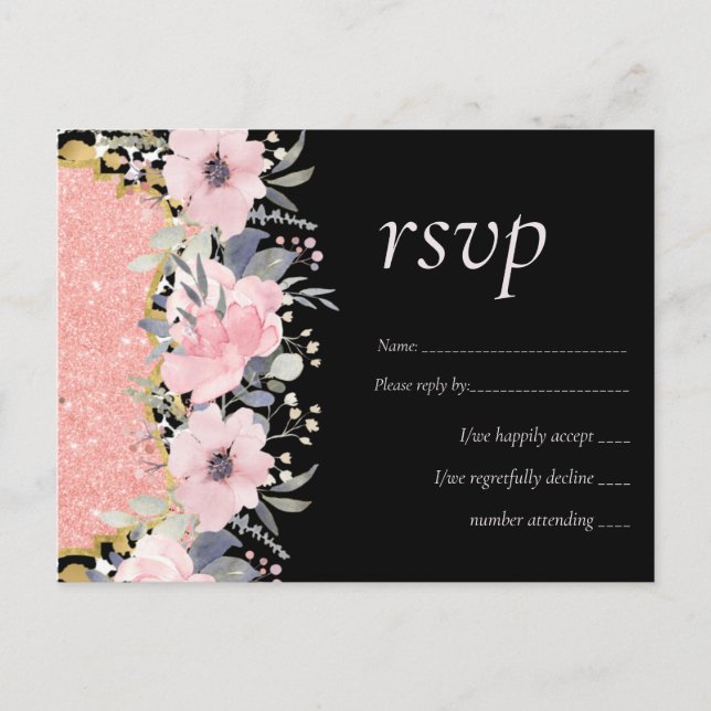 Carte Postale Rosegold MARIAGE Girly rose Parties scintillant fl (Devant)