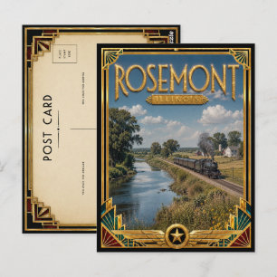 Carte Postale Rosemont Illinois Art Déco vintage de l'âge d'or