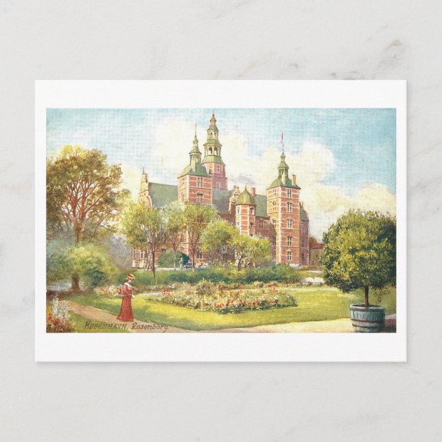 Carte Postale Rosenborg vintage, Copenhague, Danemark (Devant)