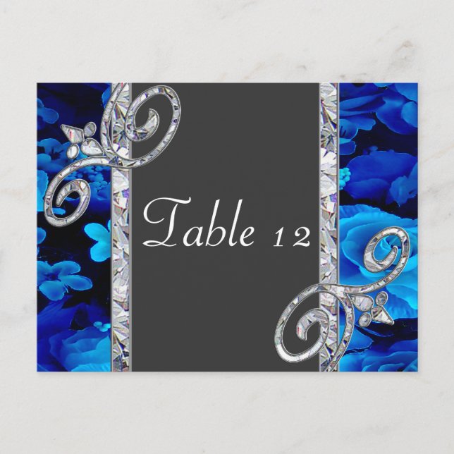Carte Postale Roses Bleus brillants et Mariage de perles de diam (Devant)