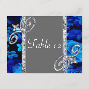 Carte Postale Roses Bleus brillants et Mariage  Diamants CST2