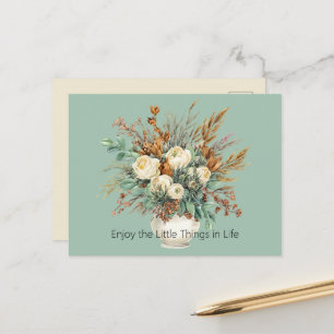 Carte Postale Roses Crème Apprécient Les Petites Choses Floral