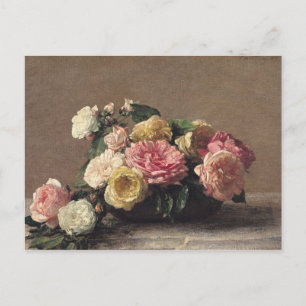 Carte Postale Roses dans un plat, 1882