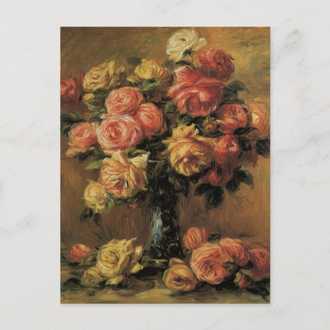 Carte Postale Roses dans un Vase 3 par Renoir, Impressionnisme V (Devant)