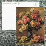 Carte Postale Roses dans un Vase de Pierre Renoir, Art Vintage<br><div class="desc">Roses dans un Vase 3 (c. 1910-1917) de Pierre Renoir est un impressionisme vintage art encore vie amour et romance peinture florale. Belle floraison antique rose de thé anglais parfait pour les pièces de centre mariages. Un magnifique bouquet de fleurs de jardin de printemps ou d'été fleurissent. À propos de...</div>