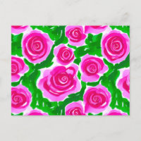 Roses d'aquarelle rose Fuchsia