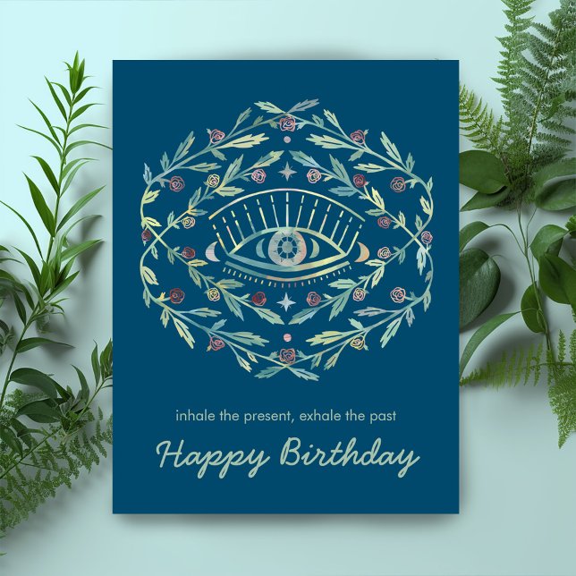 Carte Postale Roses de l'Œil Mystique Joyeux Anniversaire Inspir (Mystical Eye Roses Inspirational  meditation yoga Happy Birthday custom Postcard
)
