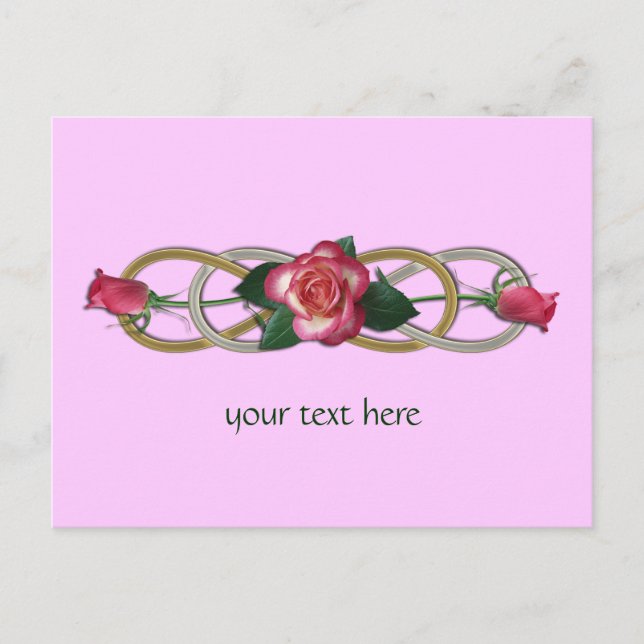 Carte Postale Roses d'or d'argent double infini (Devant)