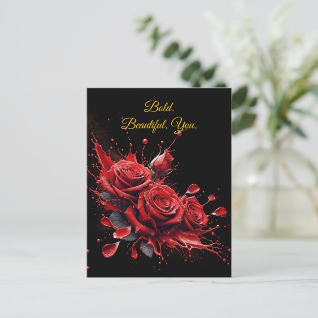 Carte Postale Roses en Fleur - Élégant Anniversaire (Debout devant)