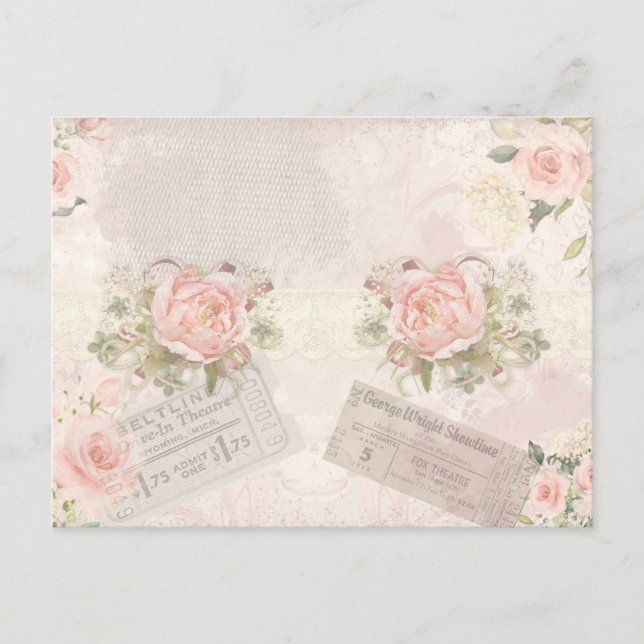 Carte Postale Roses et billets d'inspiration Vintage (Devant)