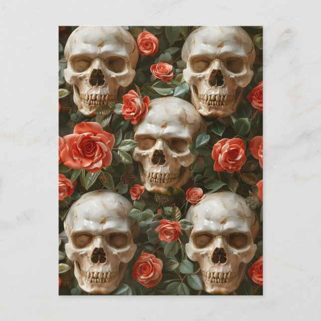 Carte Postale Roses et crânes (Devant)