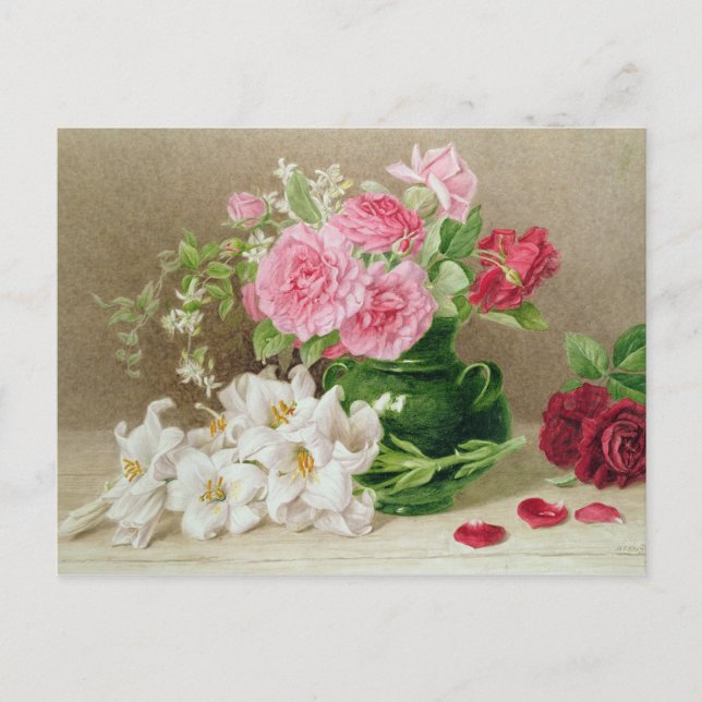 Carte Postale Roses et lys (Devant)
