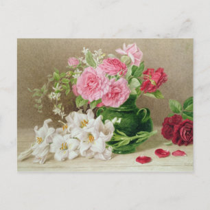 Carte Postale Roses et lys