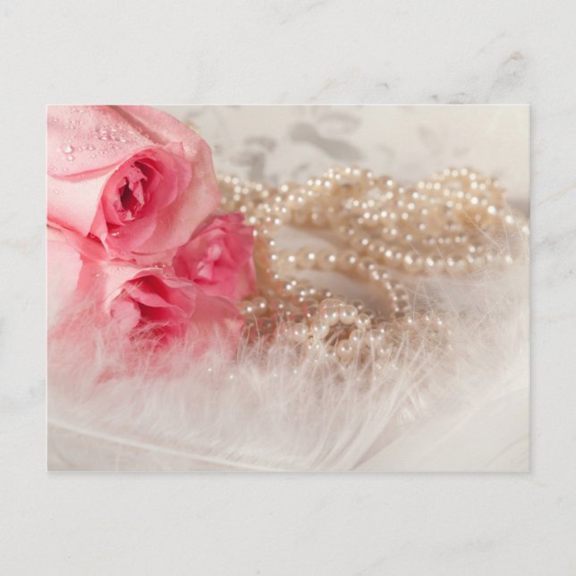 Carte Postale Roses et perles en plumes (Devant)