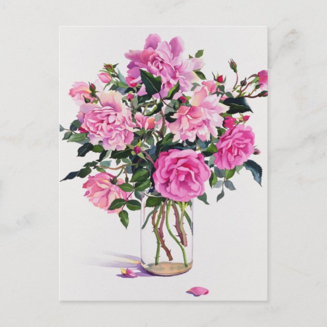 Carte Postale Roses in a Glass Jar (Devant)
