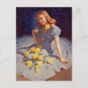 Carte Postale Roses jaunes