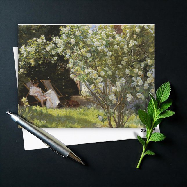 Carte Postale Roses. Marie Krøyer seated in the deckchair (Créateur téléchargé)