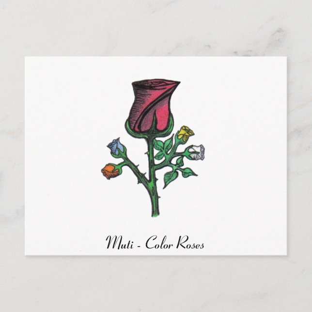 Carte Postale Roses multicolores (Devant)