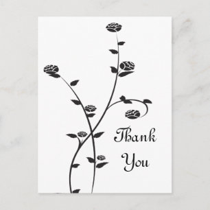 Carte Postale Roses Noires et Blanches Merci