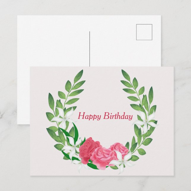 Carte Postale Roses pour Anniversaire (Devant / Derrière)
