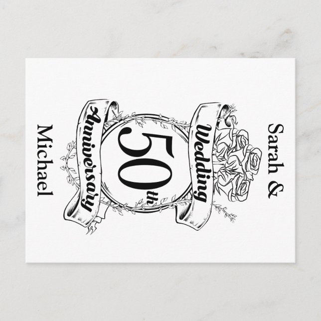 Carte Postale Roses pour les 50 ans de mariage d'or (Devant)