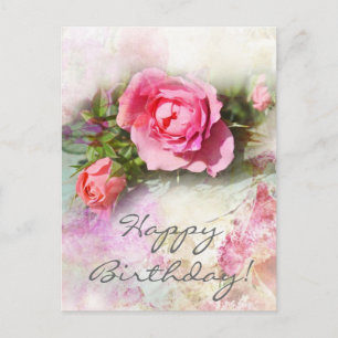 Carte Postale Roses romantiques rose grungy arrière - plan