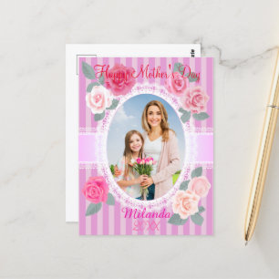 Carte Postale Roses roses roses Joyeuse fête des Mères
