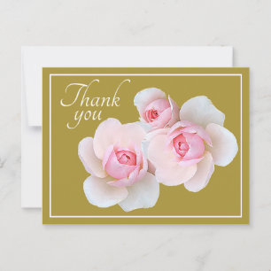 Carte Postale Roses roses roses sur fond olive Merci
