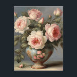 Carte Postale Roses roses roses victoriennes dans un vase<br><div class="desc">Belles roses roses</div>