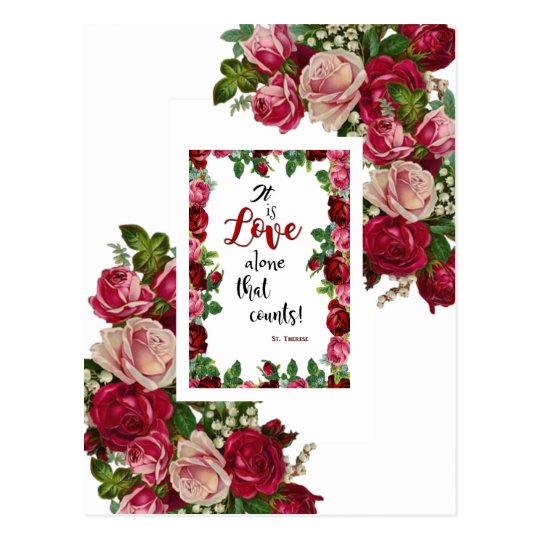 Carte Postale Roses Roses Rouges De Citation De St Therese Zazzle Fr