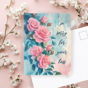 Carte Postale Roses roses SORRY POUR PERTE PERSONNALISÉES Condol
