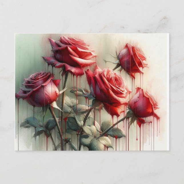 Carte Postale Roses Rouges,  (Devant)