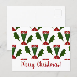 Carte Postale Roses rouges Abstraites et Holly
