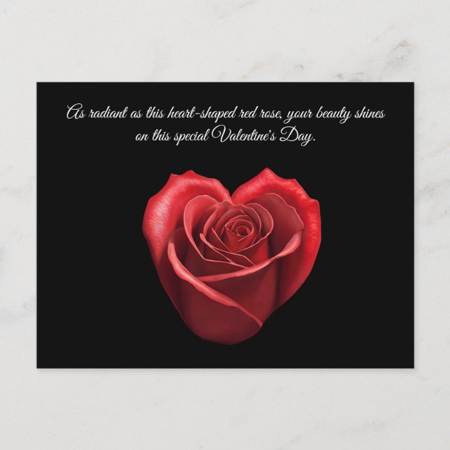 Carte Postale Roses rouges en forme de coeur Valentines- (Devant)