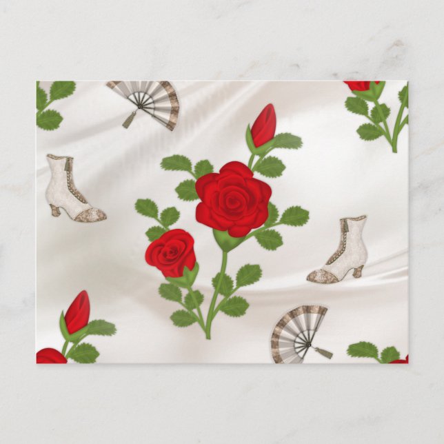 Carte Postale Roses rouges vintages (Devant)