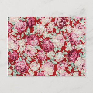 Carte Postale roses rouges vintages, victorienne, florale, roman