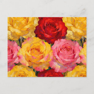 Carte Postale Roses Vibrantes en Fleurs
