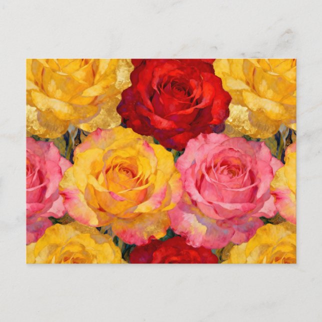 Carte Postale Roses Vibrantes en Fleurs (Devant)