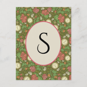 Carte Postale Roses Victorian Vintage Steampunk Pocket Watch