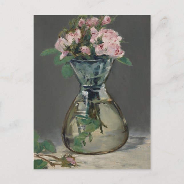 Carte Postale Roses vintages Edouard Manet Moss dans un vase (Devant)