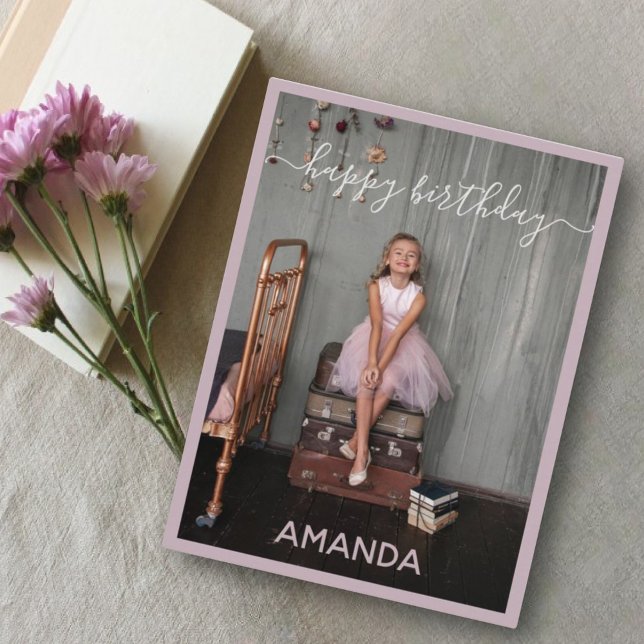 Carte Postale rosewood rose heureux anniversaire nom et photo pe (Créateur téléchargé)