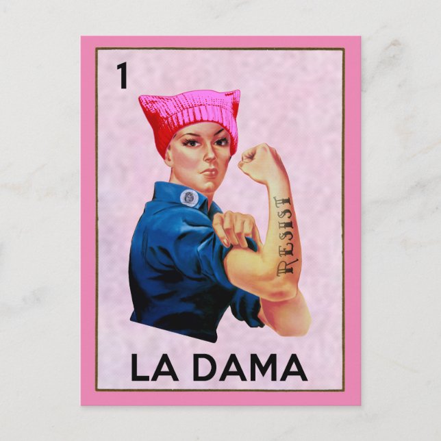 Carte Postale Rosie le Riveter résiste à La Dama Loteria (Devant)
